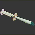 Modern Military Missile Weapon With Silver Body And Green Warhead Design