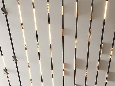 Minimalist Modern Ceiling Interior With Downlights And Spotlights Lighting Design 3d model