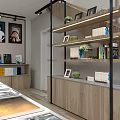 Modern Mall Store Interior With Wooden Shelves Photos Books Green Plants And Counter