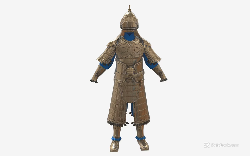 Ancient Warrior In Full Body Steel Armor With Helmet And Historical Military Costume 3d model 
