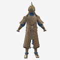 Ancient Warrior In Full Body Steel Armor With Helmet And Historical Military Costume