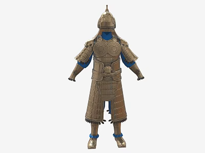 Ancient Warrior In Full Body Steel Armor With Helmet And Historical Military Costume 3d model