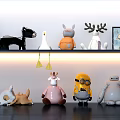Cute Stuffed Dolls With Various Animal And Cartoon Character Designs Displayed On Shelves