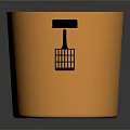 Functional Orange Trash Can With Black Lid And Side Handle Design 3d model