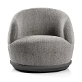 Modern Single Sofa With Soft Fabric Upholstery Curved Design And Round Black Base
