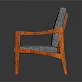 Modern Accent Chair With Gray Fabric Seat Back And Orange Wooden Frame