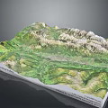 3D Mountain Landscape Model With Green Valleys And Textured Terrain Details