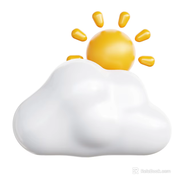 Cute 3D Sun and Cloud Decorative Ornament Set for Home Tabletop Decoration 3d model