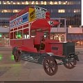 Vintage Red Double Decker Bus With DETARS And FUNNY DRIVER Signs On City Street
