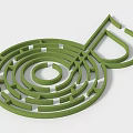 Abstract 3D Green Spiral Maze Design With Music Note Shape Structure 3d model