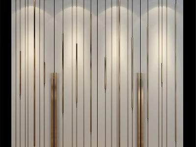 Elegant Modern Dresser With White Vertical Panels And Wooden Accents Lighting 3d model