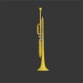 Golden Brass Trumpet Instrument with Shiny Surface and Reflection on Dark Background