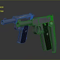 Double Black Metal Pistols With Shiny Surface And Tactical Grips On Dark Background