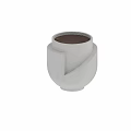 Modern White Textured Vase With Spiral Wrapped Design And Smooth Base