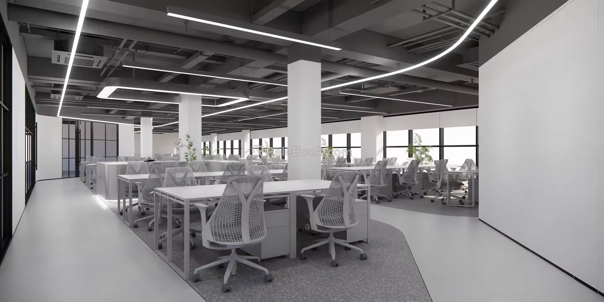 SU model of public office area 3d model