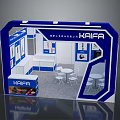 KAIFA Exhibition Booth With Blue And White Design Display Cabinets Tables And Chairs