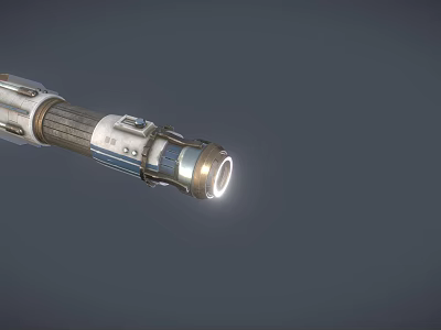 Futuristic Metallic Weapon With Glowing Tip And Intricate Mechanical Structure 3d model