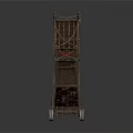 Ancient Siege Tower Model With Wooden Structure Wheels Ladder And Rope Details
