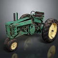 Vintage Green Tractor With Large Black Tires And Classic Retro Design
