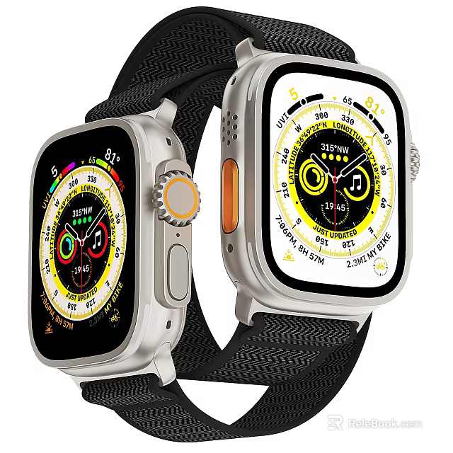 Dual Modern Smartwatch With Digital Analog Dials Fitness Tracking And Black Nylon Straps 3d model 