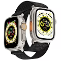 Dual Modern Smartwatch With Digital Analog Dials Fitness Tracking And Black Nylon Straps