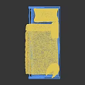 Single Bed With White Frame Blue Anchor Pattern Bedspread Yellow Pillows Crescent Moon Decor And Drawers