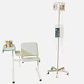 Medical Equipment Setup With IV Stand Infusion Pump Patient Chair And Side Table