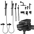 Modern Black Shower System with Rainfall Shower Head Handheld Sprayer and Accessories 3d model