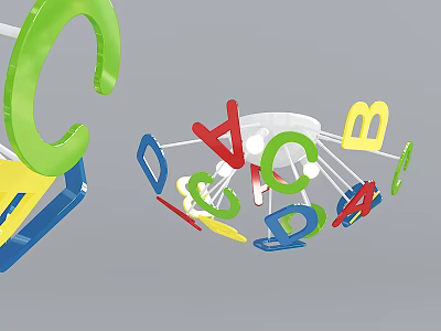 Colorful Alphabet Letter Chandelier Lighting with Bright Letters for Kids Room Decor 3d model