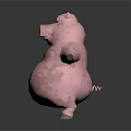 Game Movie Character Pink Fat Pig With Open Arms Standing On Shiny Dark Background