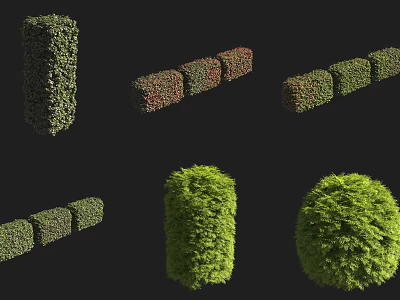Various Shaped Green and Red Bushes for Garden Landscaping and Outdoor Design 3d model