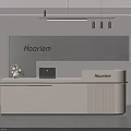 Haarlem Modern White Reception Desk with Gray Wall Pendant Lights and Green Plants