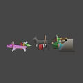 Low Poly Game Movie Characters With Animal Plant Food And Props Design