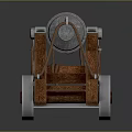 Vintage Cannon Model With Metal Barrel Wooden Carriage And Wheels Design
