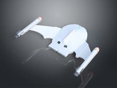 Detailed Futuristic White Cosmic Spaceship With Aerodynamic Structure And Twin Thrusters 3d model