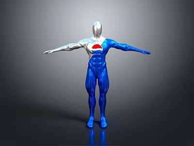 Blue And Silver Human Figure With Pepsi Logo Outstretched Arms On Dark Background 3d model