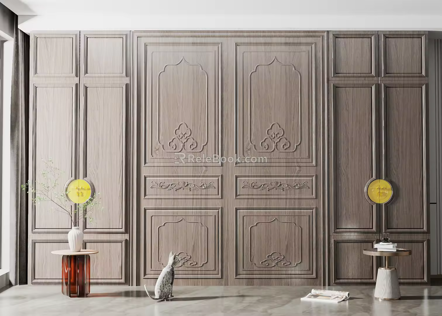 New Chinese style clapboard background wall partition 3d model