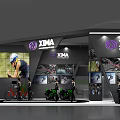 XIMA Exhibition Booth Featuring Green Racing Car Large Screen and Display Figures