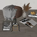 Modern sofa stool cushion pedal sofa stool 3d model