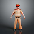 Realistic Game Movie Character In Orange Uniform With Red Hat And Epaulettes