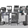 Diverse Office Appliances Collection Including Printers Copiers Scanners And Multifunctional Devices