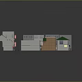 Cartoon Scenery With Small Commercial Buildings Green White Roofs Red White Striped Awnings And Sidewalk