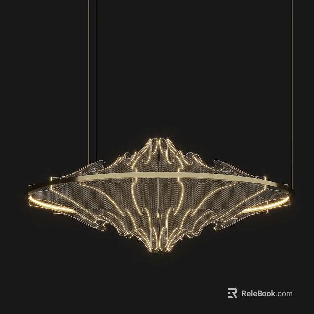 Modern Elegant Chandelier With Crystal Details Metal Frame And Warm Lighting 3d model 