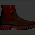 Brown Leather Chelsea Boots With Red Elastic Side And Red Textured Sole