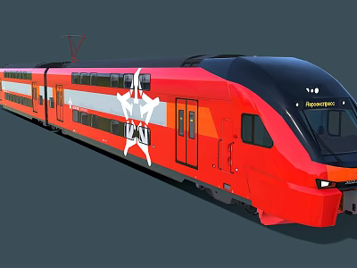 Red Modern Train with Black Front and White Star Pattern on Prima H3 Carriage 3d model