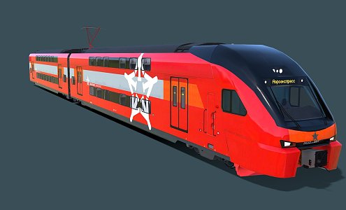 Modern train double-deck electric train 3d model