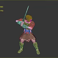 Man in Medieval Warrior Armor Holding Sword in Fighting Stance