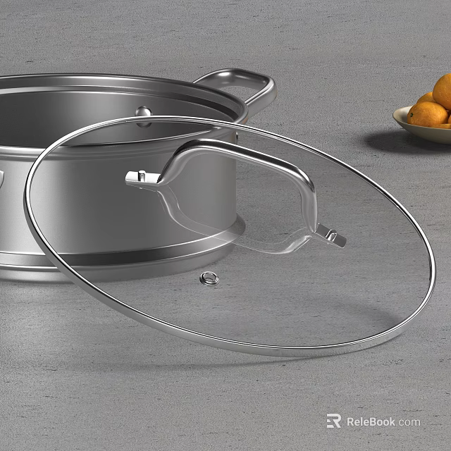 Stainless Steel Cookware With Transparent Glass Lid 3d model 