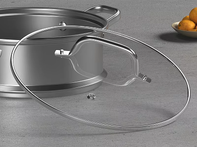 Stainless Steel Cookware With Transparent Glass Lid 3d model