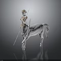 3D Model of Decorative Outfit Rider on White Horse Holding Two Spears as Armored Character 3d model